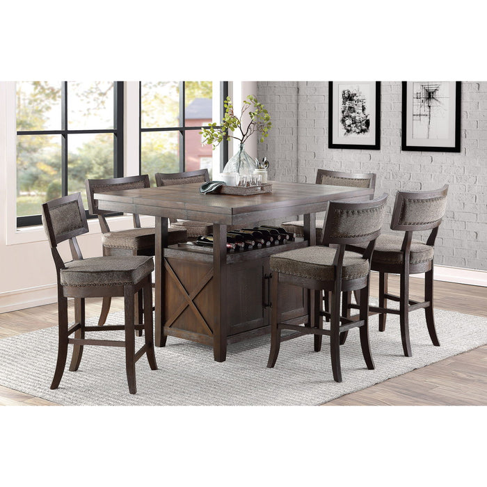 Oxton - Counter Height Table With Storage Base - Brown