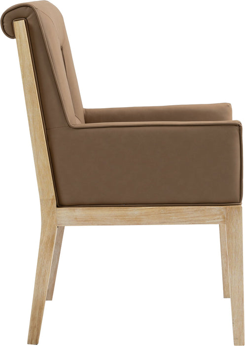 Gwendolyn - Faux Leather Dining Arm Chair With Natural Frame