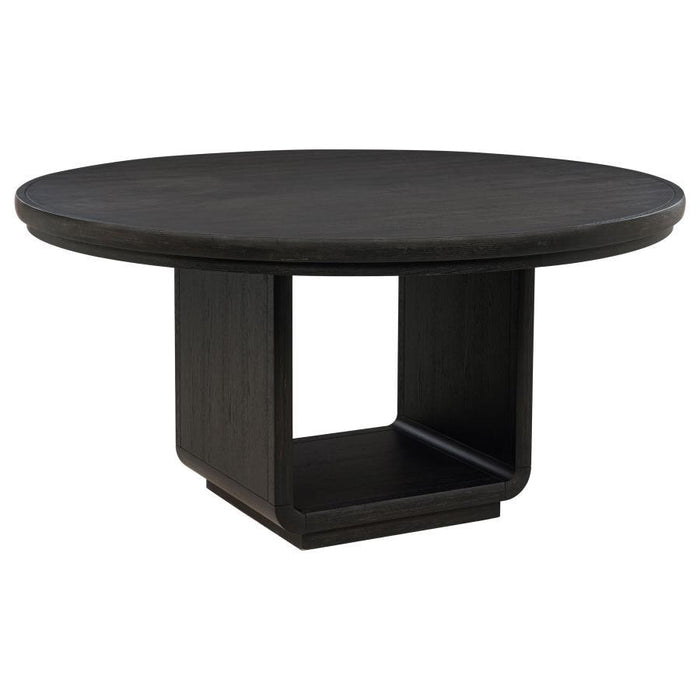 Leandro - 60" Round Dining Table - Burnished Black
