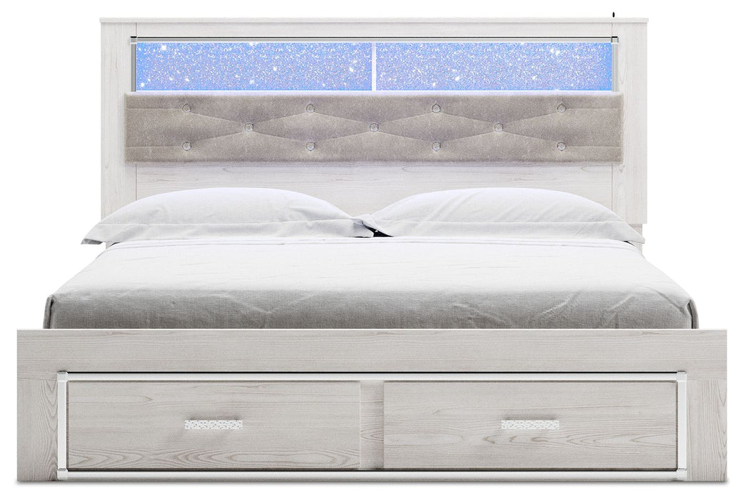 Altyra - King Upholstered Bookcase Bed With Storage - White