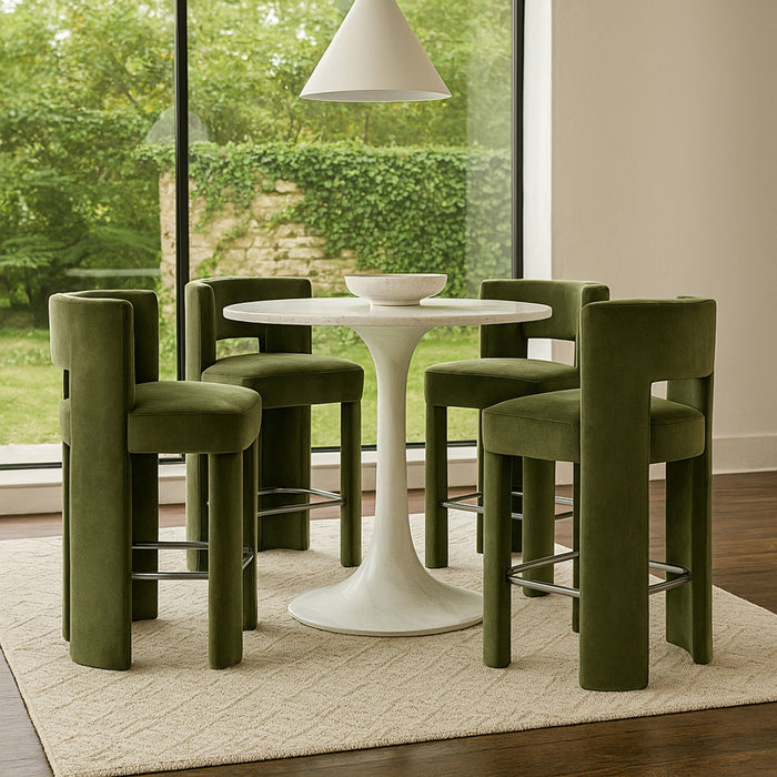 Zuno - Velvet Performance Fabric Upholstered Counter Stool (Set of 2)