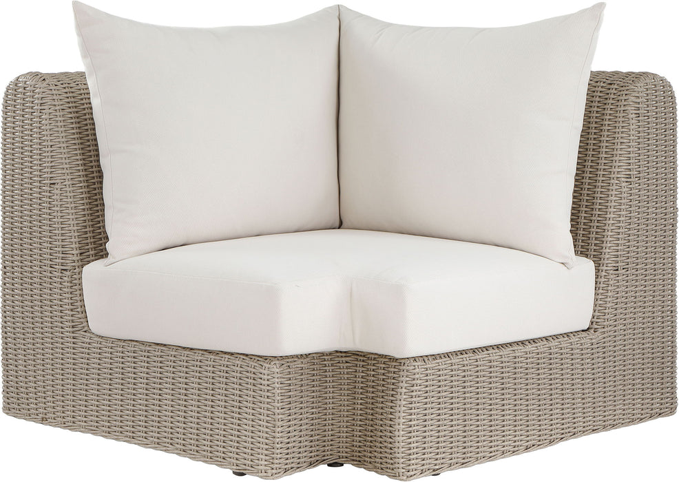 Seacrest - Olefin Water Resistant Fabric And Wicker Outdoor Patio Corner Chair