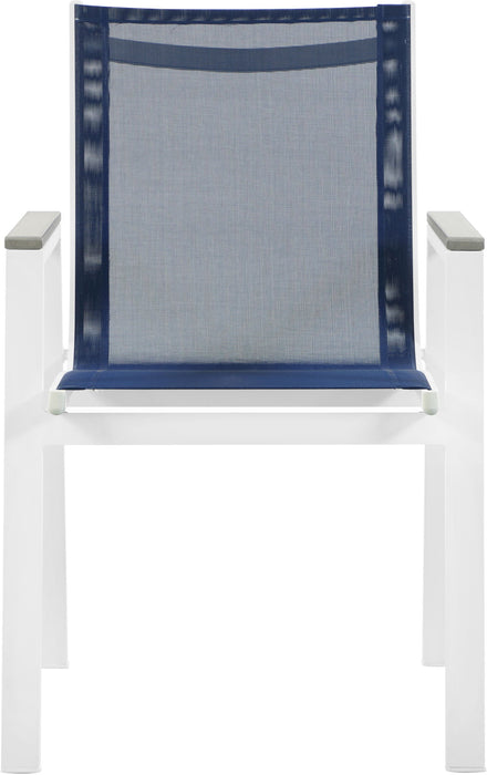 Nizuc - Outdoor Patio Dining Arm Chair With White Frame And Gray Arms (Set of 2)