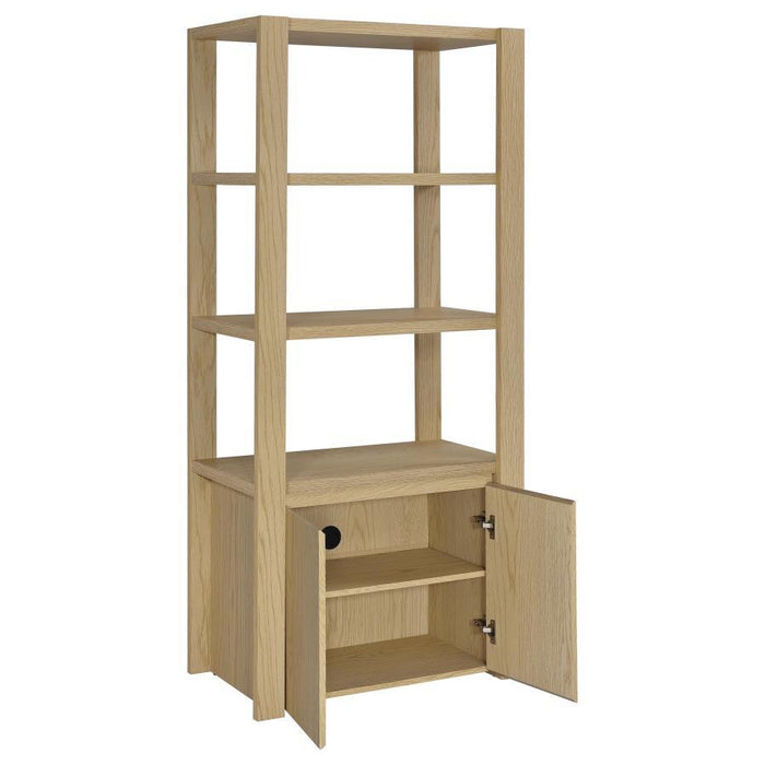 Laurelton - 3-Shelf Media Tower Tall Pier Cabinet - Light Oak