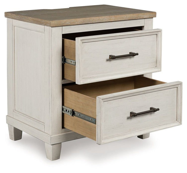 Shaybrock - Two Drawer Night Stand - Antique White / Brown