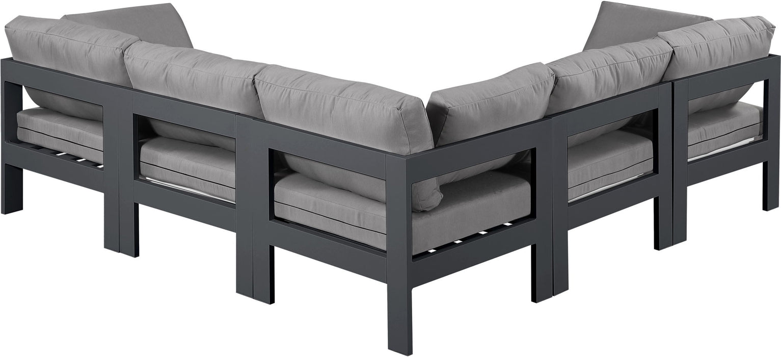 Nizuc - Outdoor Patio 5 Piece Modular Sectional With Gray Frame