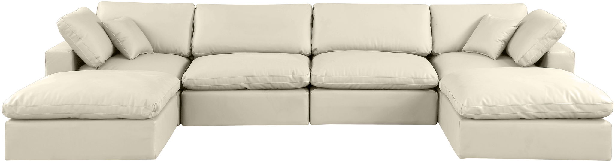 Comfy - 6 Piece Faux Leather Modular Double Chaise Sectional