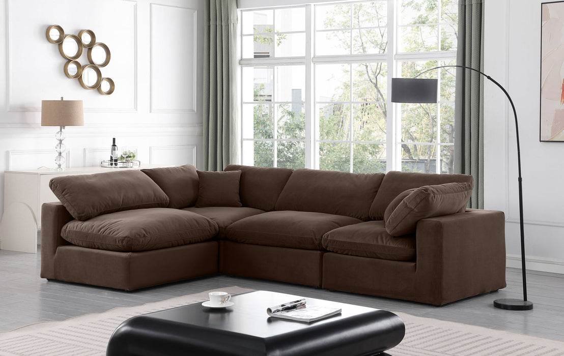 Comfy - 4 Piece Velvet Modular Armless Sectional