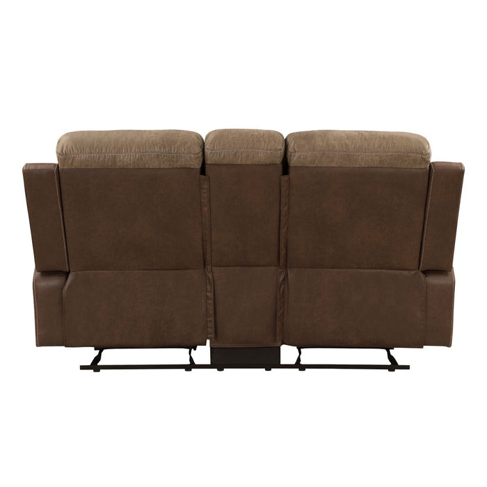 Glendale - Double Glider Reclining Loveseat With Center Console - Brown