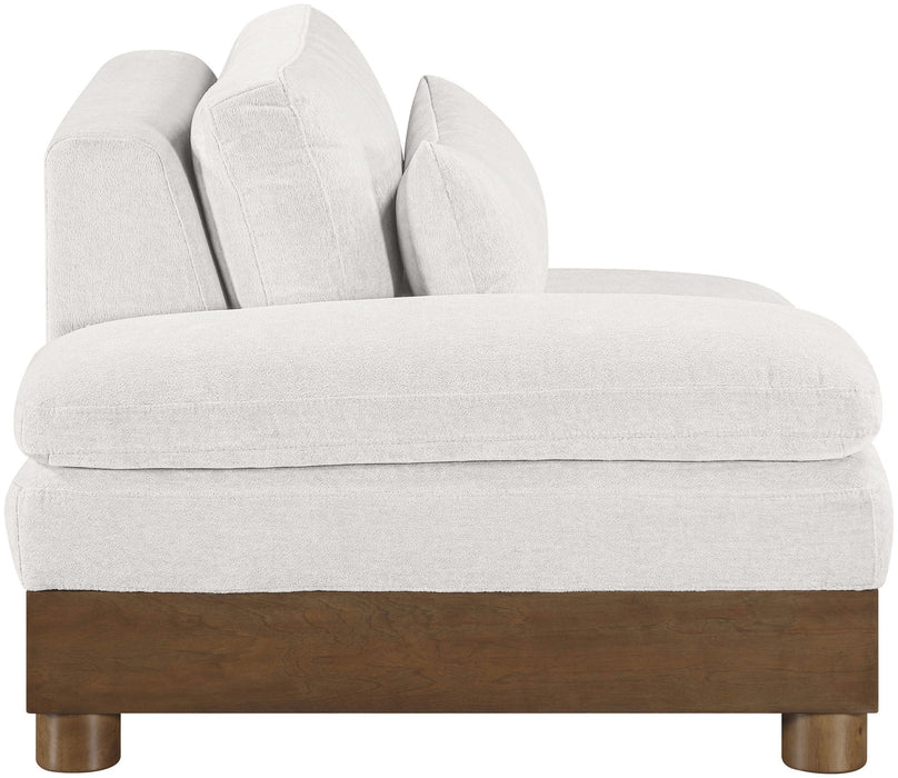 Turin - Chenille Fabric Upholstered Modular Arm Chair - Walnut Base