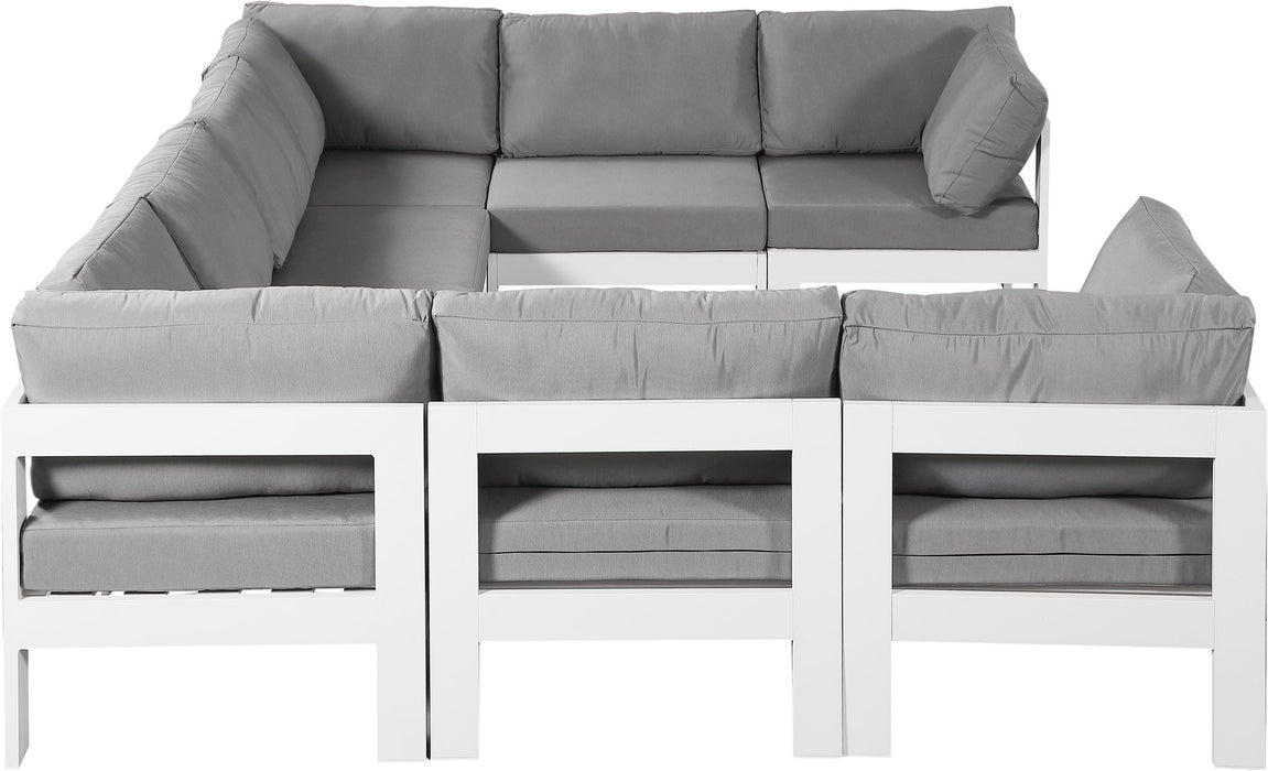Nizuc - Outdoor Patio 8 Piece Modular Sectional With White Frame