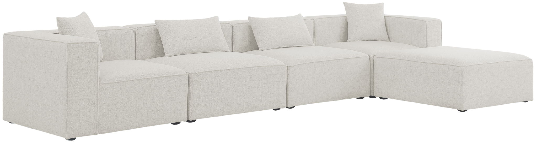 Cube - Linen 5 Piece Modular Sectional With Chaise