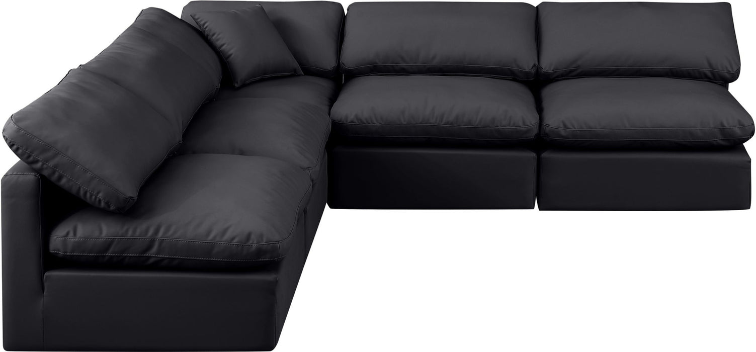 Indulge - Faux Leather 5 Piece Modular Corner Armless Sectional