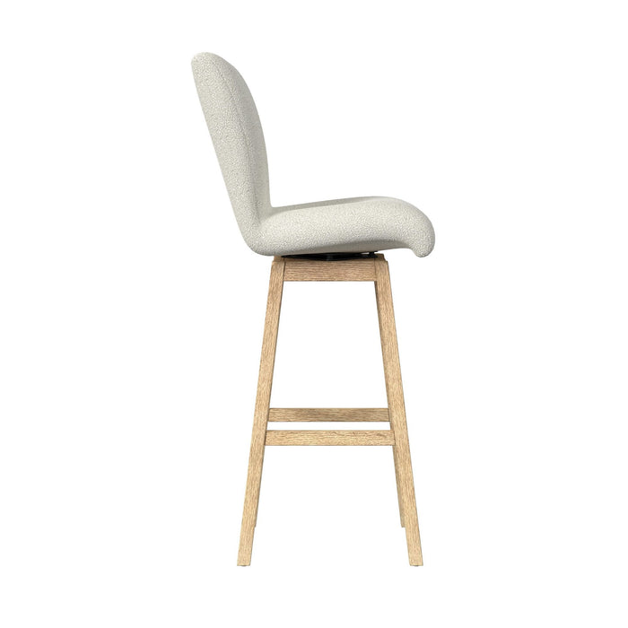 Cambrie - Upholstered Swivel Bar Stool With Boucle (Set of 2) - Beige / Natural
