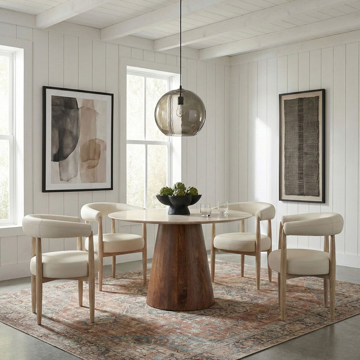 Sable - Vegan Leather Upholstered Dining Chair (Set of 2) - Painted Natural Base