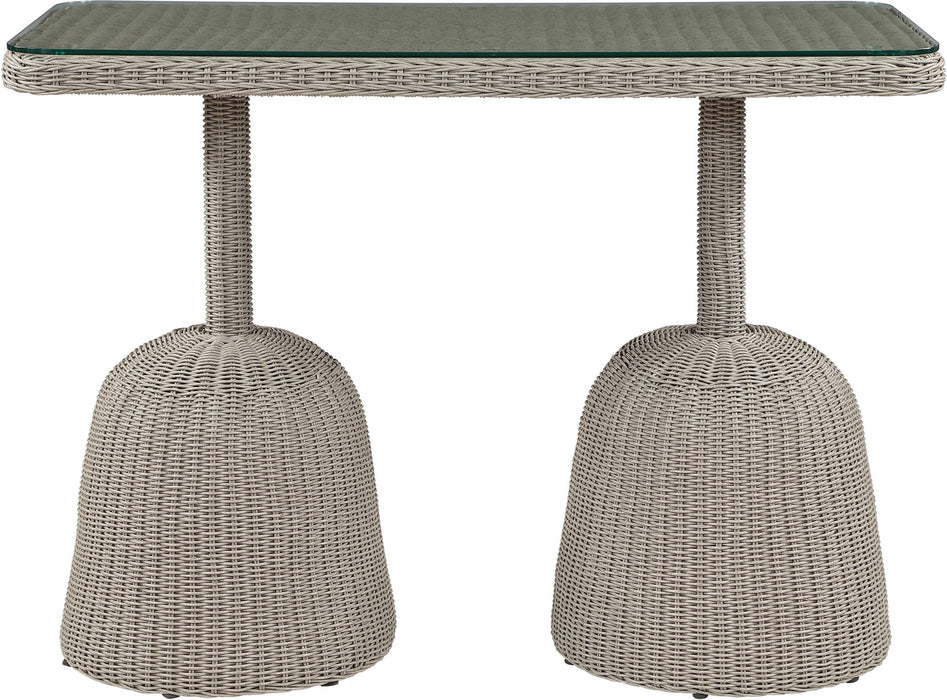Seacrest - Tempered Glass Top And Wicker Outdoor Patio Bar Height Table