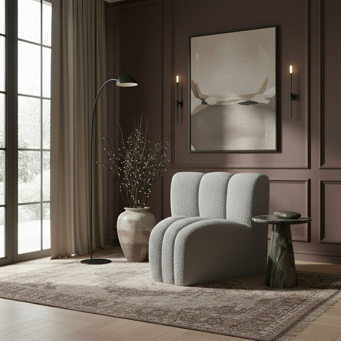 Arc - Boucle Fabric Curved Corner Chair