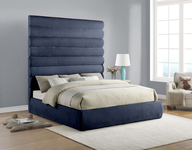 Adam - Chenille Fabric Bed With 89" Headboard