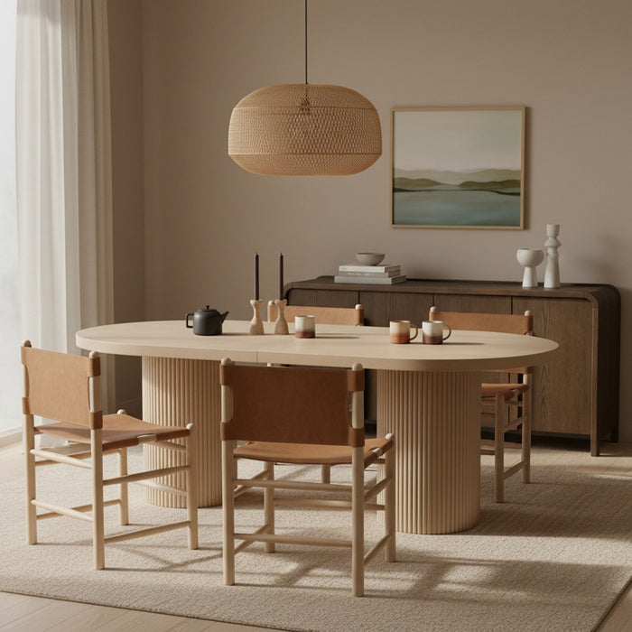 Santos - Vegan Leather Upholstered Dining Chair With Stained Natural Base (Set of 2)