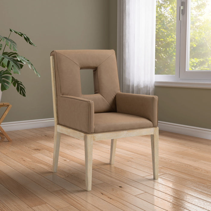 Gwendolyn - Faux Leather Dining Arm Chair With Natural Frame