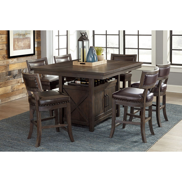 Oxton - Counter Height Table With Storage Base - Brown