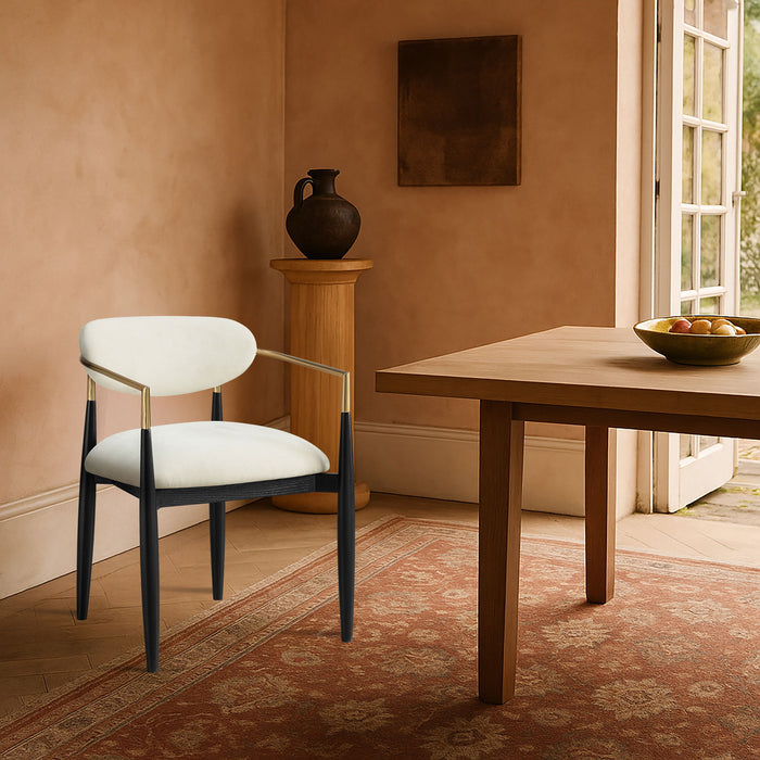 Riccio - Fabric Dining Arm Chair (Set of 2) - Black And Gold Frame