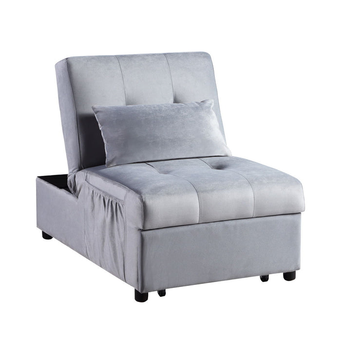 Garrell - Lift Top Storage Bench With Pull-Out Bed - Gray