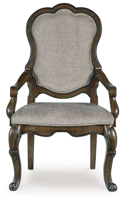 Maylee - Dining Upholstered Arm Chair (Set of 2) - Dark Brown