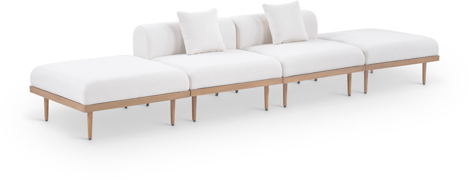 Laguna - 4 Piece 142" Outdoor Patio Armless Modular Sofa With 2 Backless Seats