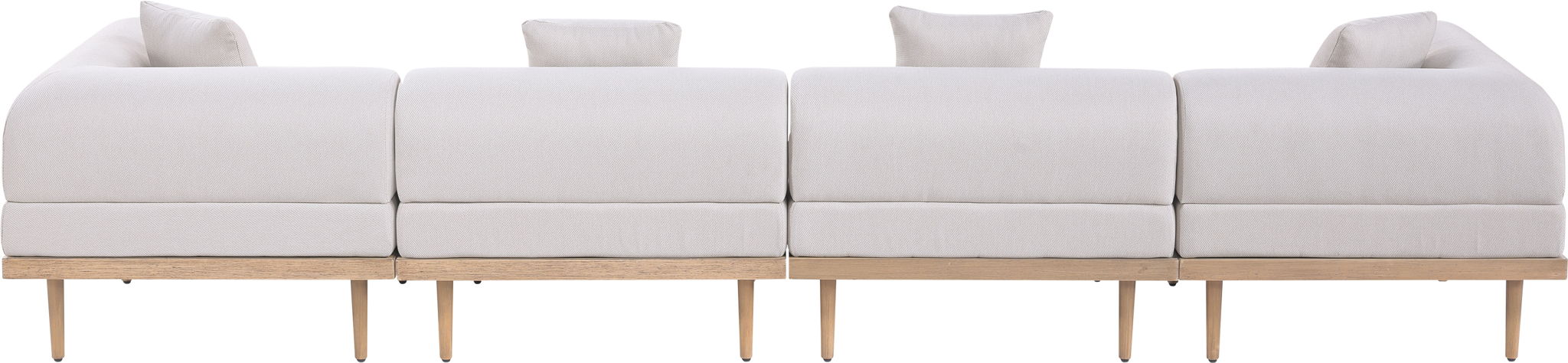 Laguna - 4 Piece Resilient Water Resistant Fabric 142" Upholstered Outdoor Patio Modular Sofa