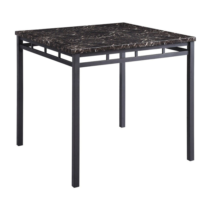 Olney - 5 Piece Counter Height Set With Faux Marble Top - Black / Dark Brown