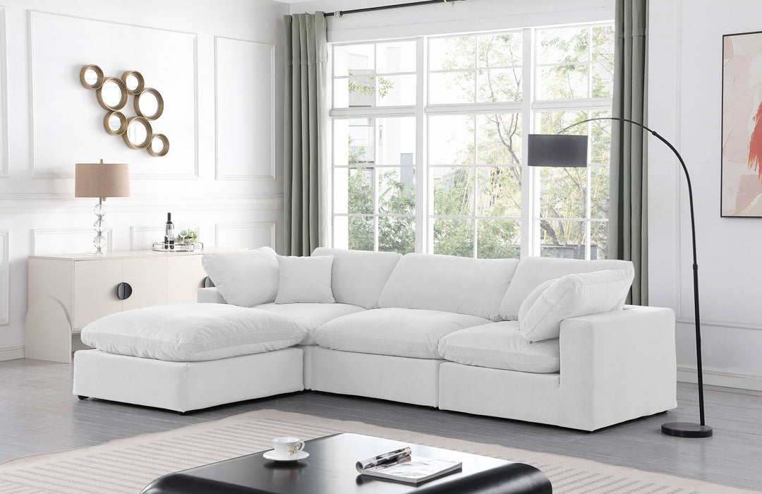 Comfy - 4 Piece Velvet Modular Sectional With Chaise - White