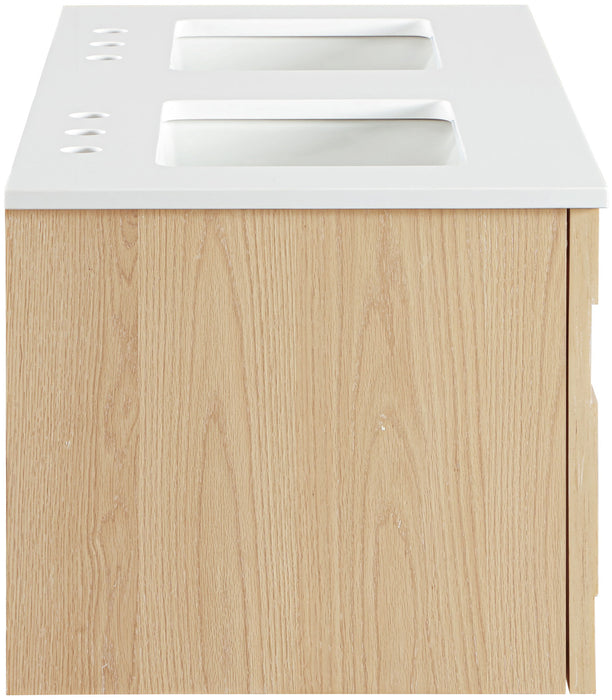 Leonardo - Engineered Stone And Solid Wood 24" Wall Mounted Bathroom Vanity