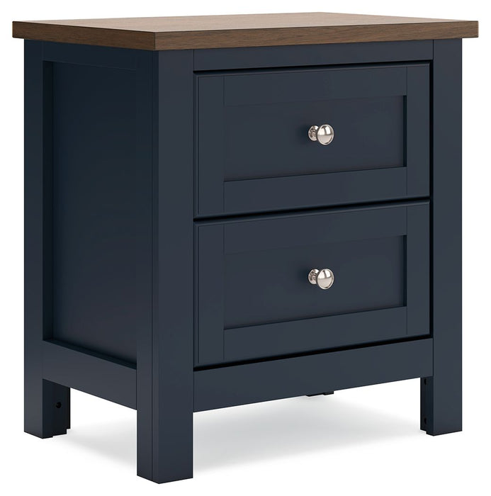 Landocken - Two Drawer Night Stand - Brown / Blue