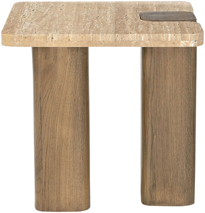 Ravenna - Genuine Fabric Travertine And Oak Wood Table