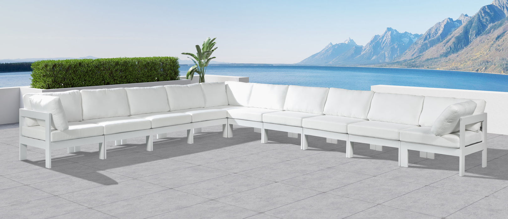 Nizuc - Outdoor Patio 10 Piece Modular Sectional With White Frame