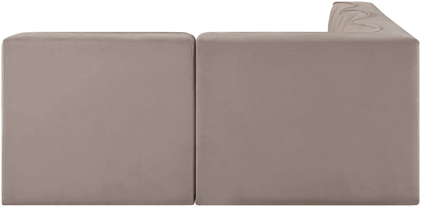 Rummi - Armless Velvet Performance Fabric Upholstered 4 Piece Modular Sectional