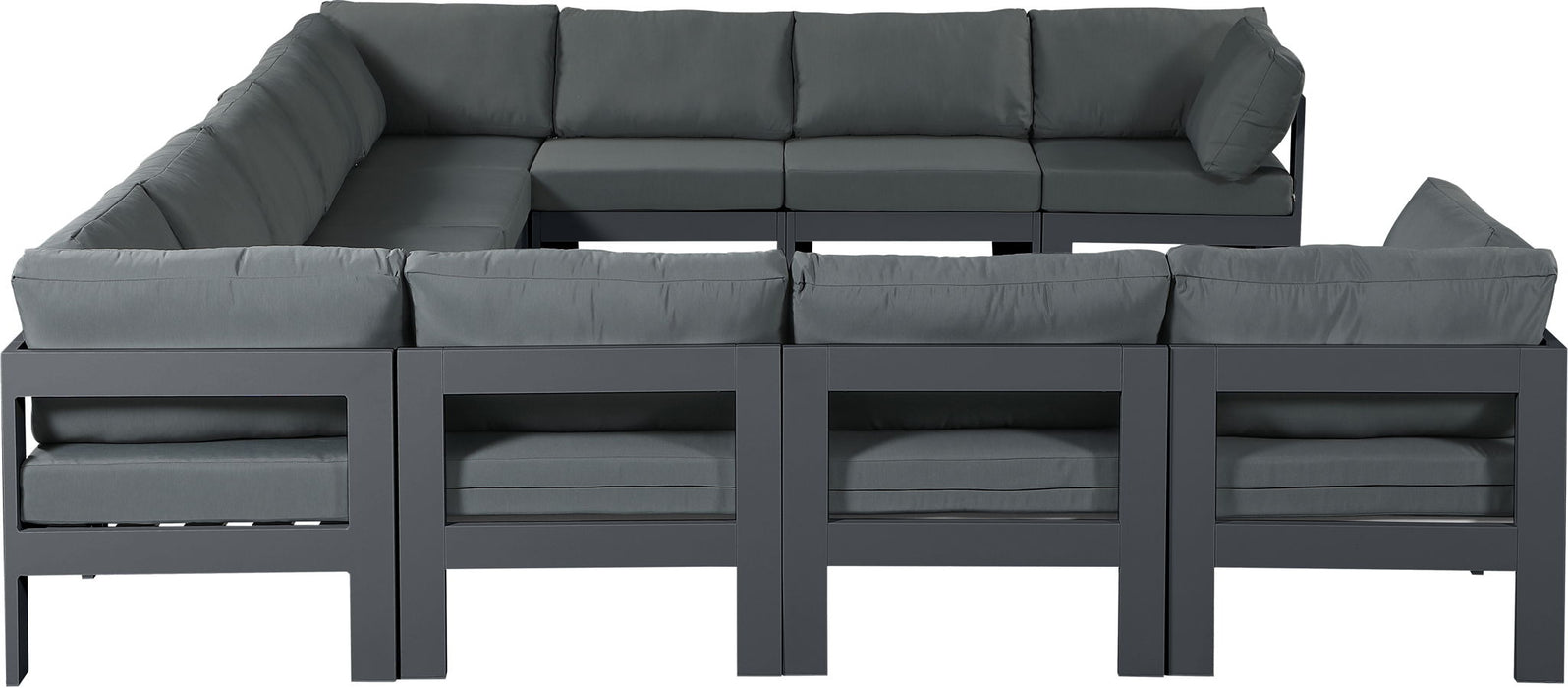 Nizuc - Outdoor Patio 11 Piece Modular Sectional With Gray Frame