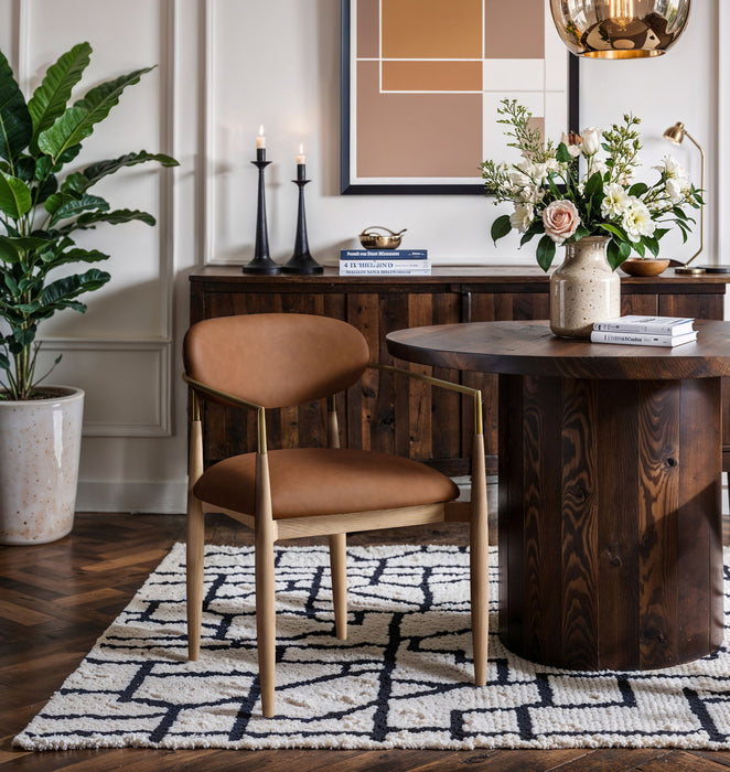 Riccio - Dining Arm Chair (Set of 2) - Natural And Gold Frame