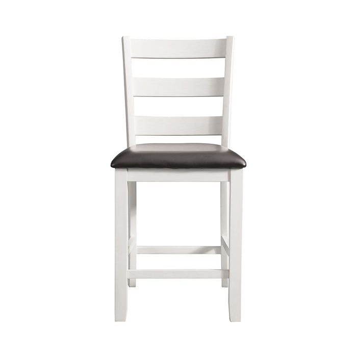 Martin - Counter Side Chair With Black PU (Set of 2) - White Finish