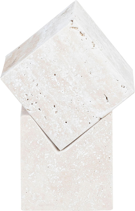 Quad - Travertine Decorative Cube - Natural
