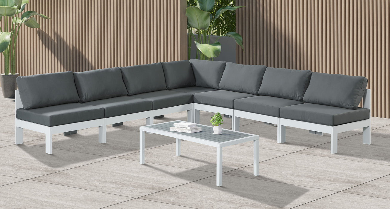 Nizuc - Outdoor Patio 7 Piece Modular Sectional With White Frame