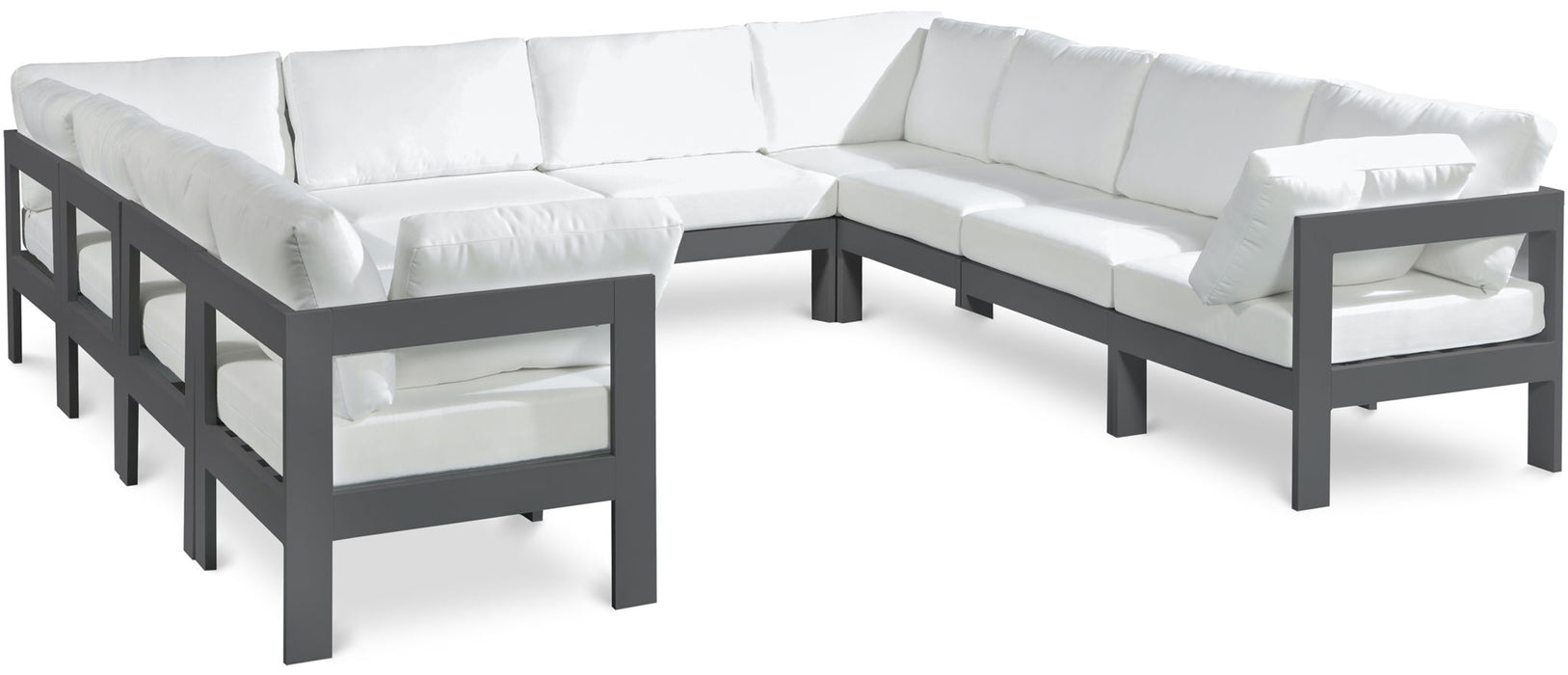 Nizuc - Outdoor Patio 10 Piece Modular Sectional With Gray Frame
