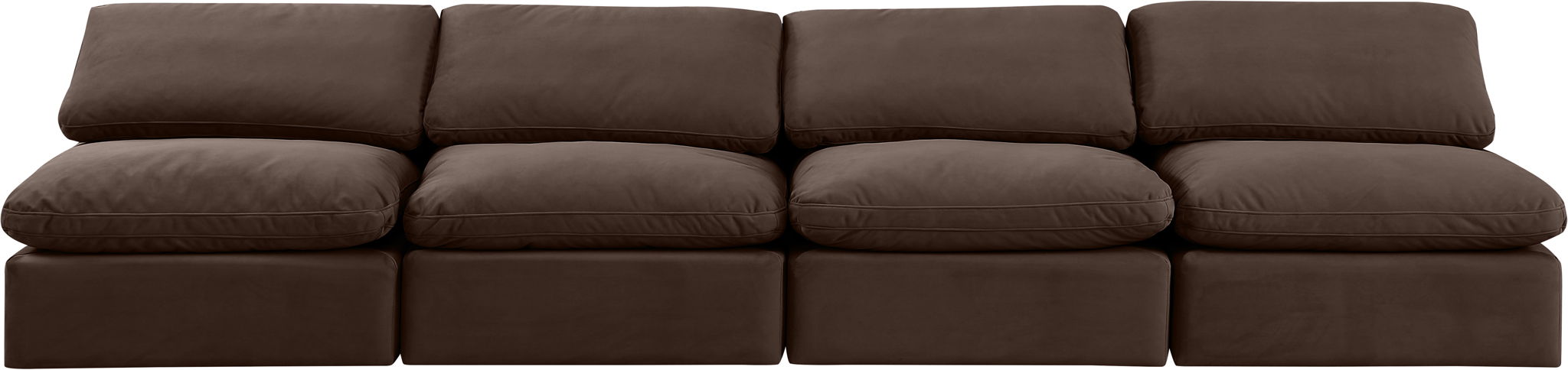 Indulge - Velvet 4 Seat Modular Armless Sofa