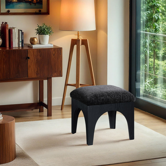 Lawson - Chenille Fabric Ottoman - Black Base