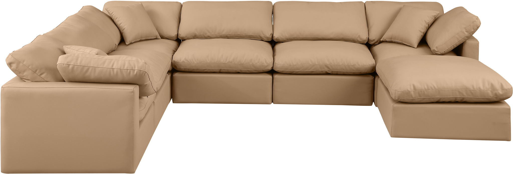 Indulge - Faux Leather 7 Piece Modular Sectional - Tan
