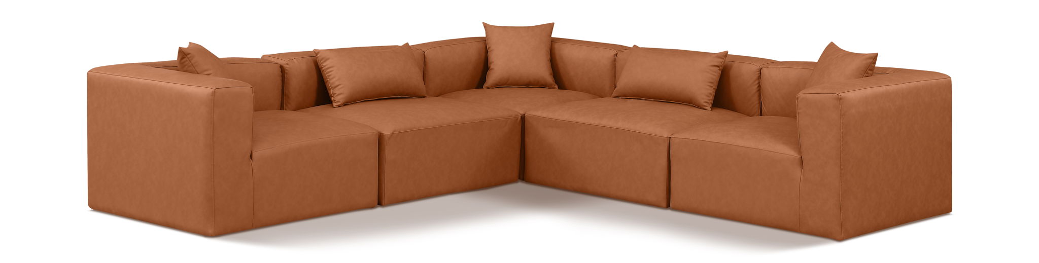 Cube - 5 Piece Modular Corner Sectional - Cognac