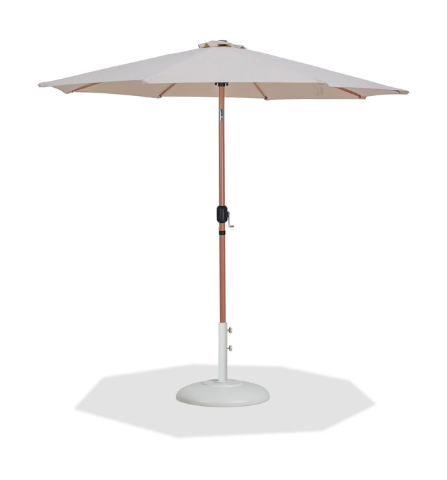 Fiji - Aluminum Patio Umbrella With Round White And Teak Base