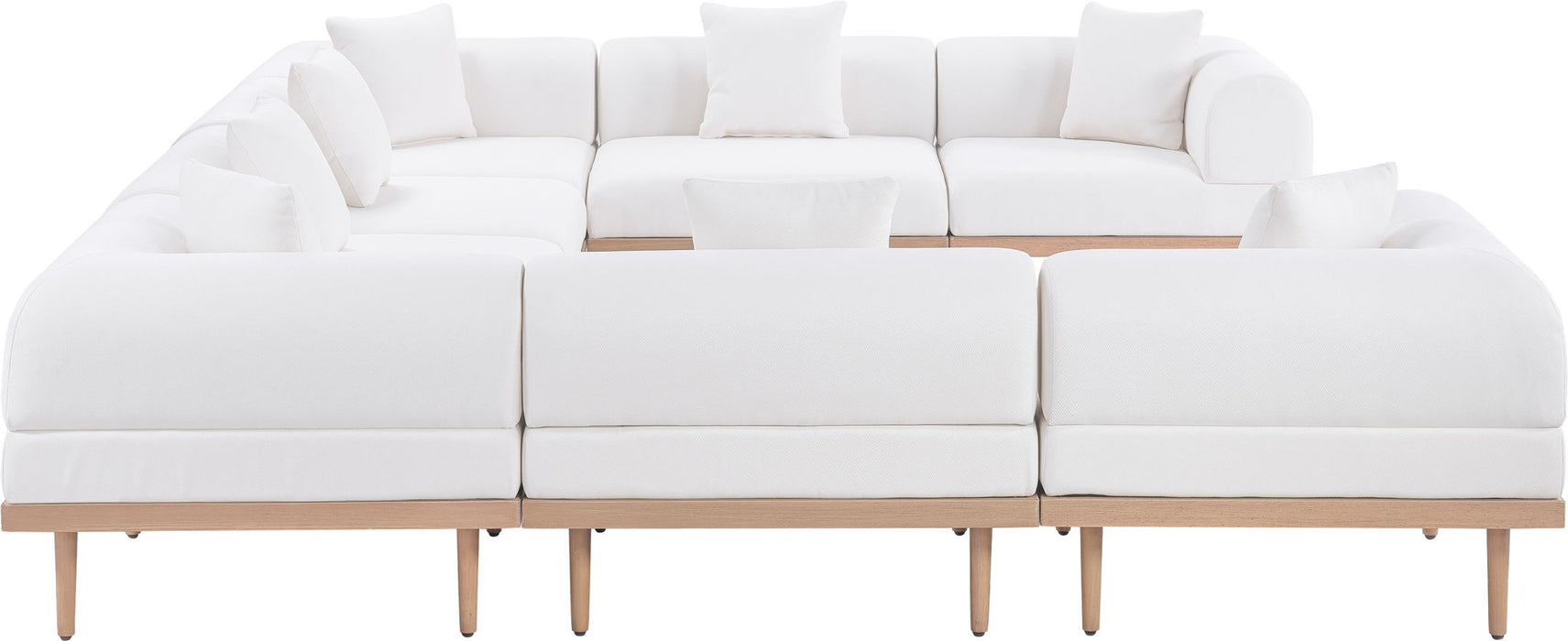 Laguna - 8 Piece Resilient Water Resistant Fabric 142" Upholstered Outdoor Patio Modular Sectional