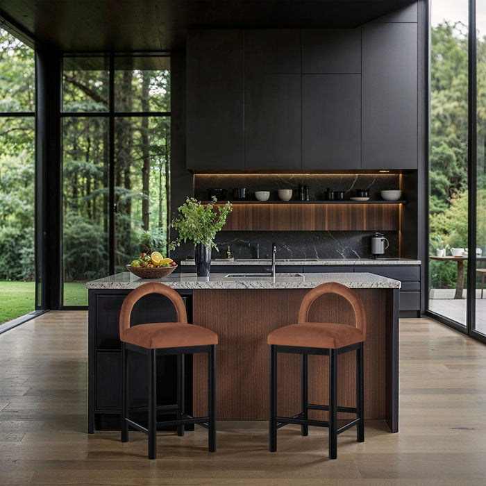 Conrad - Velvet Counter Stool With Black Legs